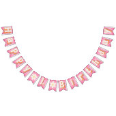 Retro Daisy Pink Sunburst Happy 1st Verjaardag Ban Vlaggetjes (Alle)