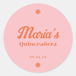 Retro Daisy Quinceanera Ronde Sticker