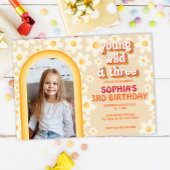 Retro Daisy Rainbow 3ème anniversaire Invitation p