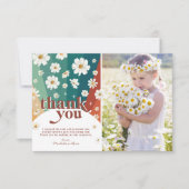 Retro Daisy Rainbow Birthday Bedankt (Voorkant)