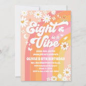 Retro Daisy Rainbow Birthday Invitation (Devant)