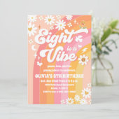 Retro Daisy Rainbow Birthday Invitation (Debout devant)