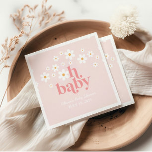 Retro Daisy Roze boho Baby Borrel Servet