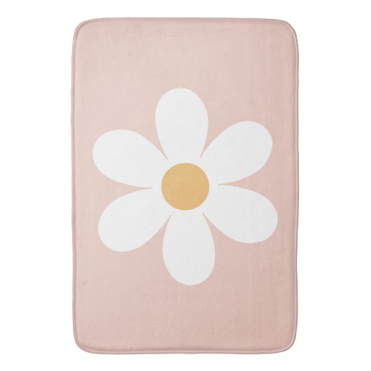 Retro daisy roze boho badmat (Voorkant Verticaal)