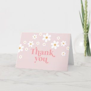 Retro Daisy Roze boho dank je Bedankkaart