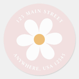 Retro daisy roze boho return address label