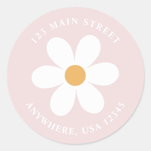 Retro daisy roze boho return address label (Voorkant)