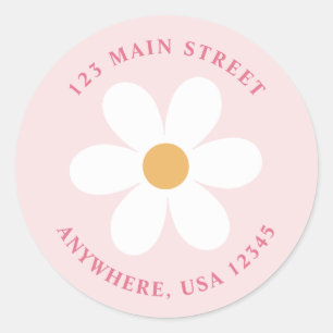 Retro daisy roze boho return address label