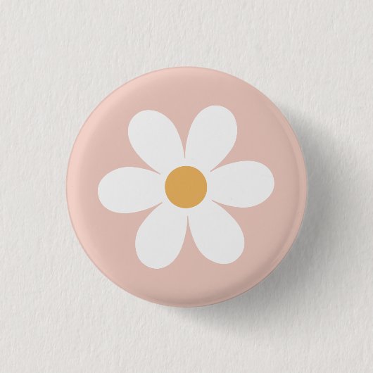 Retro daisy roze boho ronde button 3,2 cm (Voorkant)