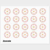 Retro daisy roze boho ronde sticker (Vel)