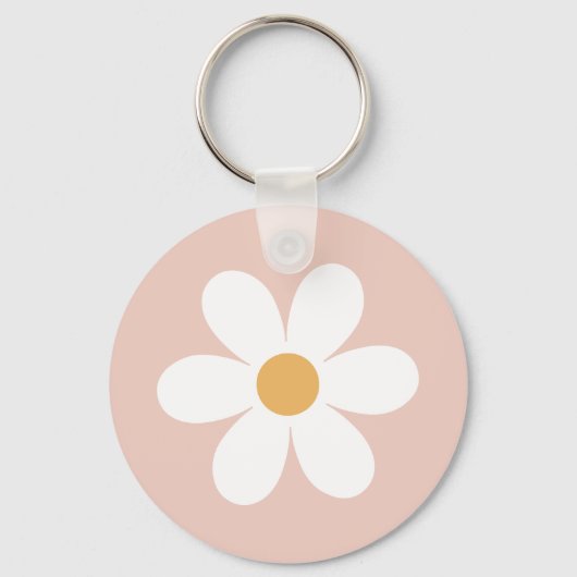 Retro daisy roze boho sleutelhanger (Voorkant)