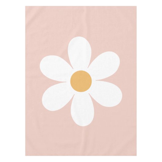 Retro daisy roze boho tafelkleed (Voorkant)