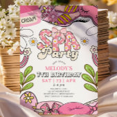 Retro Daisy Spa Party Birthday Invitation