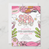 Retro Daisy Spa Party Birthday Invitation (Devant)
