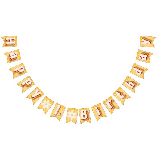 Retro Daisy Sunburst Jaune 1ère bannière anniversa (Tout)
