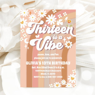 Retro Daisy Tiener Verjaardagsuitnodiging Kaart