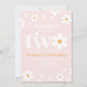 Retro Daisy Twee Bloemen 2e Verjaardag Uitnodiging (Voorkant)