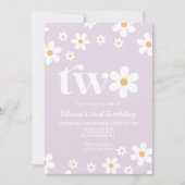 Retro Daisy Two Floral 2e Invitation anniversaire (Devant)