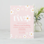 Retro Daisy Two Floral 2e Invitation anniversaire (Debout devant)
