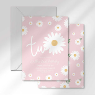 Retro Daisy Two Groovy Tweede Verjaardag Kaart