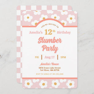 Retro Daisy Verjaardag Slumber Party Kaart