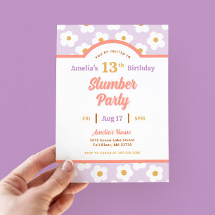 Retro Daisy Verjaardag Slumber Party Kaart