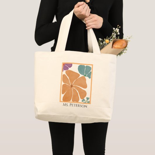 Retro Daisy Waterverf Teacher Canvas tas (Voorkant (product))