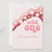 Retro daisy Wild Eén boho florale eerste verjaarda Kaart (Voorkant)