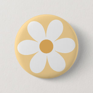 Retro daisy yellow boho ronde button 5,7 cm