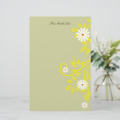 Retro Daisy Yellow Filigree Border Personalized Briefpapier (Staand voorkant)