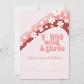 Retro daisy Young Wild Drie florale derde verjaard Kaart (Voorkant)