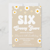 Retro Daisy Zes Groovy Jaren 6e Verjaardagsfeest Kaart (Voorkant)