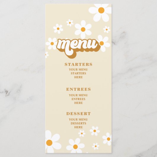 Retro Daisybruidssluitermenu Menu (Voorkant)