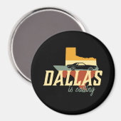 Retro Dallas Texas City Map Magneet (Voorkant / Achterkant)