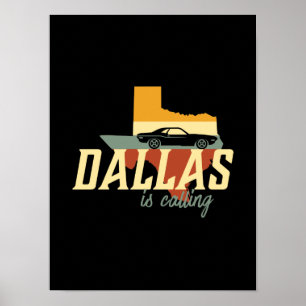 Retro Dallas Texas City Map Poster