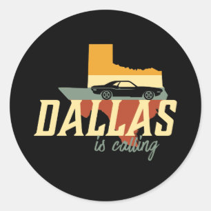  Retro Dallas Texas City Map Ronde Sticker