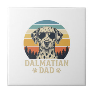 Retro Dalmatische Vader Hond Liefhebber Design_1 Tegeltje