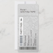 Retro  Damask Boarding Pass Verjaardagsfeest Kaart (Voorkant)