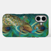 Retro  Damask Peacock Feathers Case-Mate iPhone Case (Achterkant (horizontaal))
