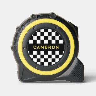 Retro dambord naam geel rolmaat