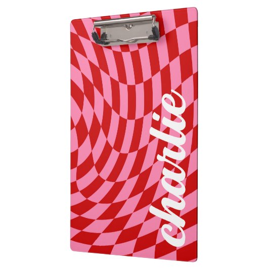 Retro dambord wervelgolf pin rood klembord (Links)