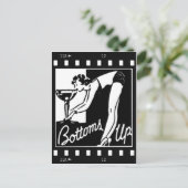 Retro Dame Drinking Huge Martini van bodems omhoog Briefkaart (Staand voorkant)