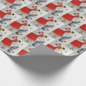 Retro dame en met honden bedekte partij cadeaupapier (Hoek)