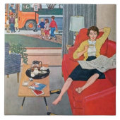 retro  dame rust op tegeltje (Voorkant)