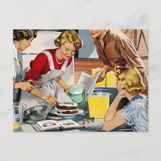  Retro-dames die een kook maken Briefkaart