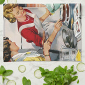 Retro-dames die een kook maken Theedoek (Gevouwen)