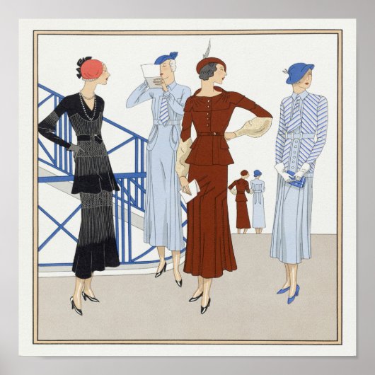 Retro Dames Petten Hakken Wachten Mode Show Poster (Voorkant)