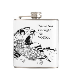 Retro Damon Beach Funny Wodka Alcohol Quote Heupfles