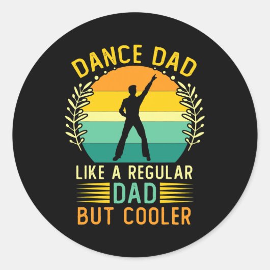 Retro  Dance Dad Vaderdag Dancing Ronde Sticker (Voorkant)