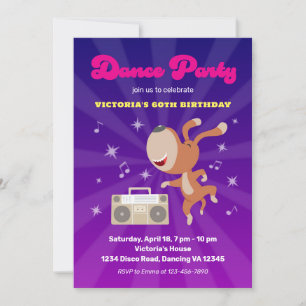 Retro Dance Disco Mijlpaal 60e Verjaardagsfeest Kaart